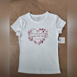 Arizona Jean Company White Tee with Red Floral Design